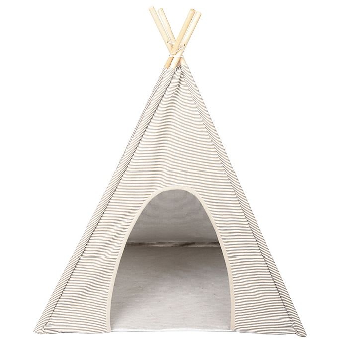 slide 2 of 3, Precious Tails Canvas Ticking Stripe TeePee Pet Bed - Grey, 1 ct