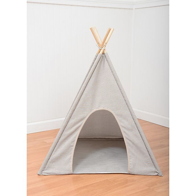 slide 3 of 3, Precious Tails Canvas Ticking Stripe TeePee Pet Bed - Grey, 1 ct