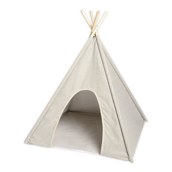 slide 1 of 3, Precious Tails Canvas Ticking Stripe TeePee Pet Bed - Grey, 1 ct