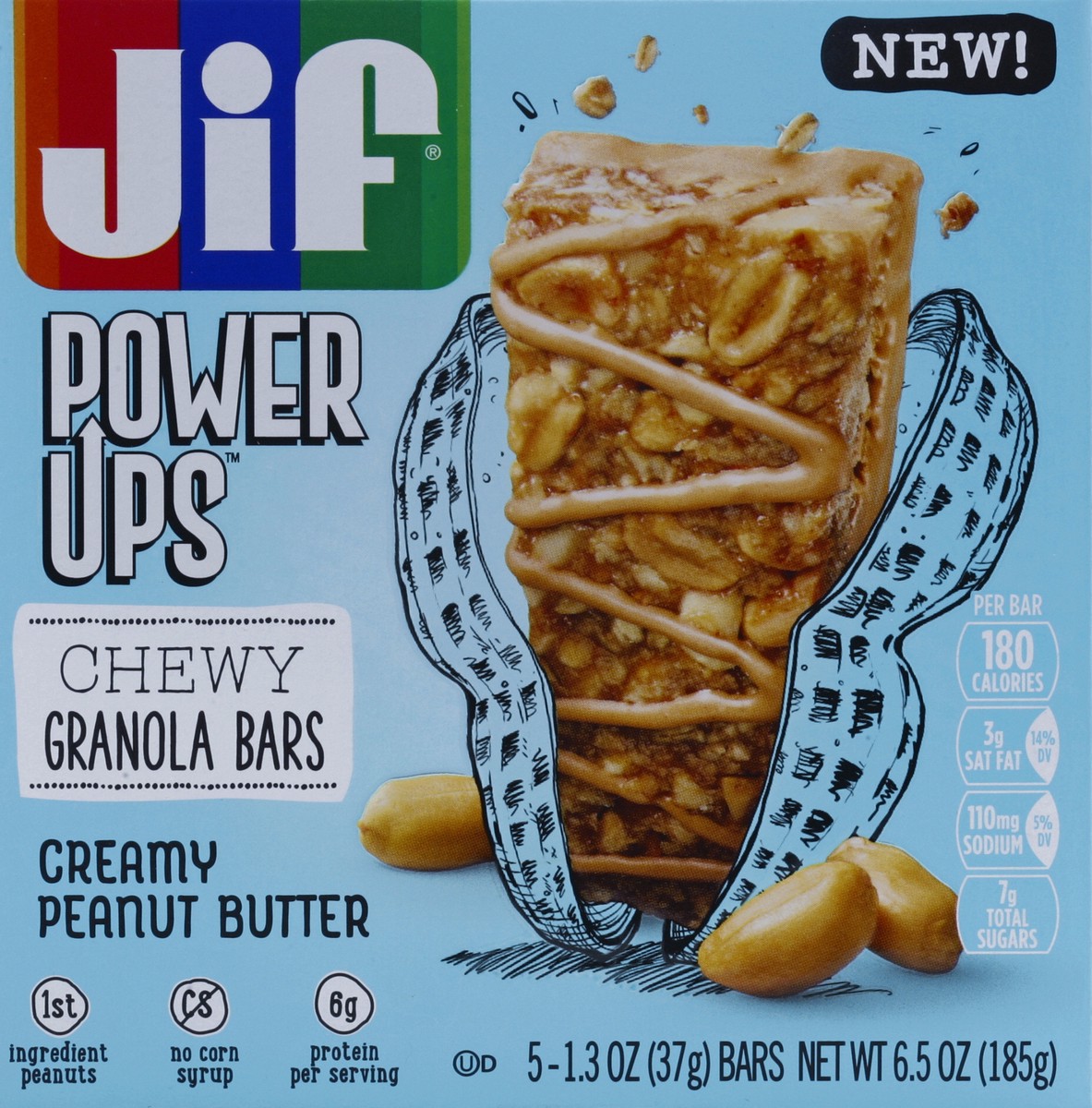 slide 3 of 4, Jif Creamy Bars Peanut Buttr 5Pk, 6.5 oz