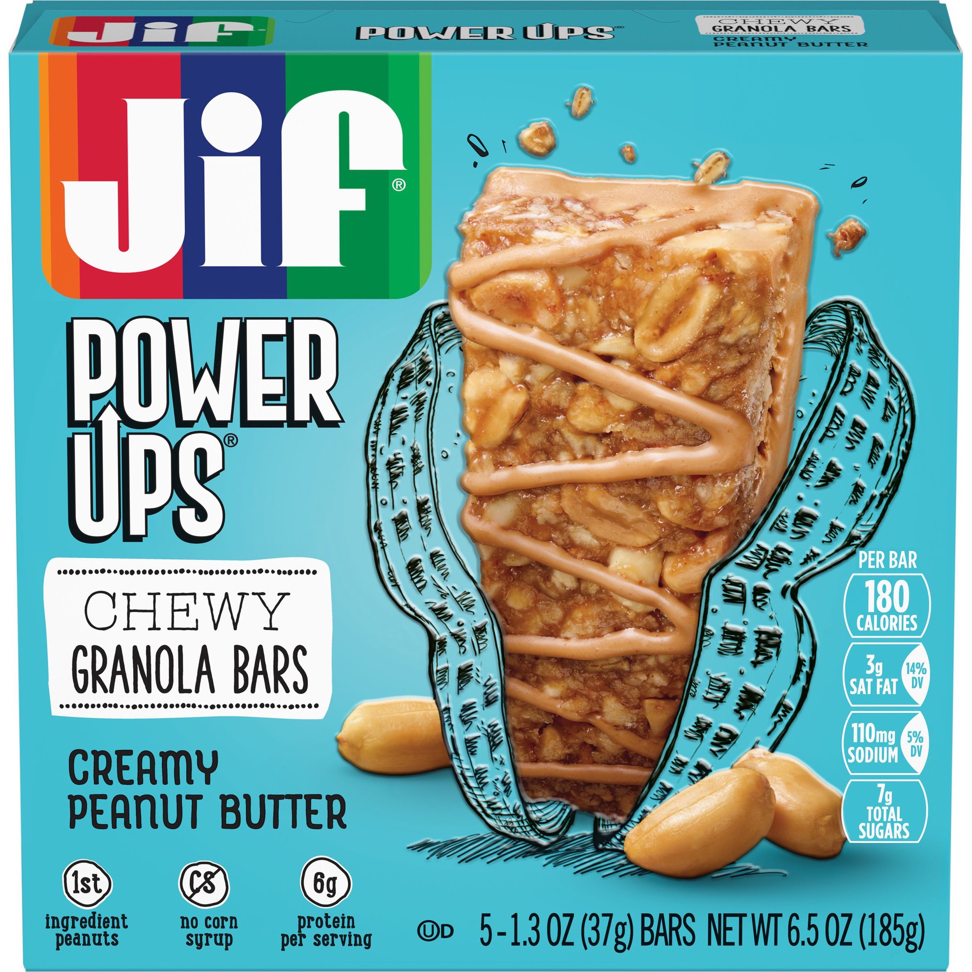 slide 1 of 4, Jif Creamy Bars Peanut Buttr 5Pk, 6.5 oz