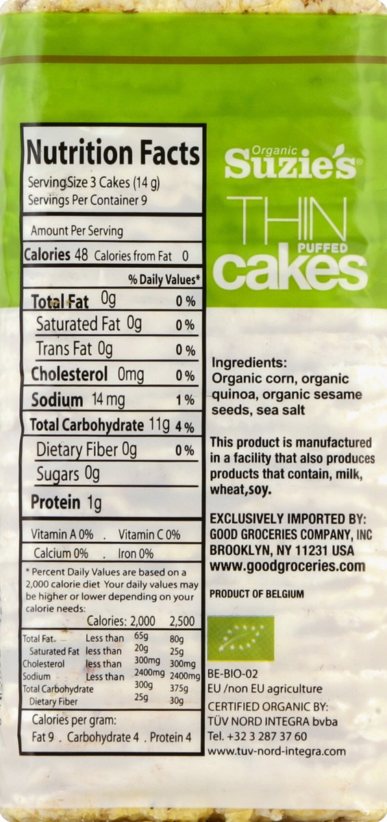 slide 5 of 5, Suzie's Corn, Quinoa & Sesame Thin Cakes, 4.6 oz