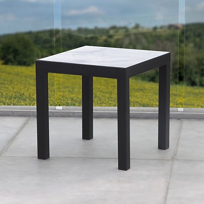 slide 6 of 6, W Home Stonington Square Tile-Top Steel Accent Table - Black, 18 in