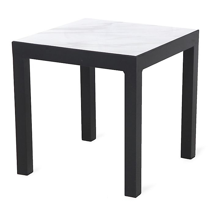 slide 1 of 6, W Home Stonington Square Tile-Top Steel Accent Table - Black, 18 in