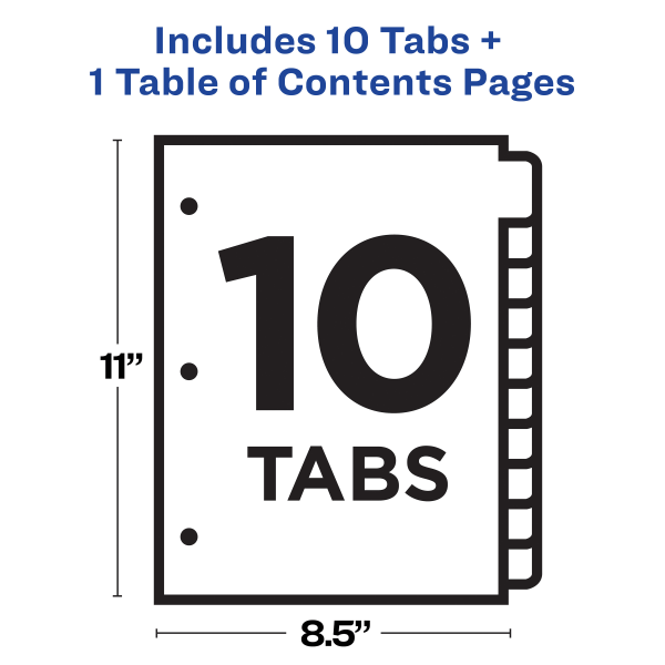 slide 6 of 8, Avery Ready Index 20% Recycled Table Of Contents Dividers, 1-10 Tab - Multicolor, 1 ct