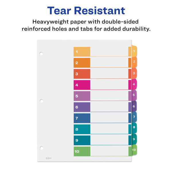 slide 7 of 8, Avery Ready Index 20% Recycled Table Of Contents Dividers, 1-10 Tab - Multicolor, 1 ct