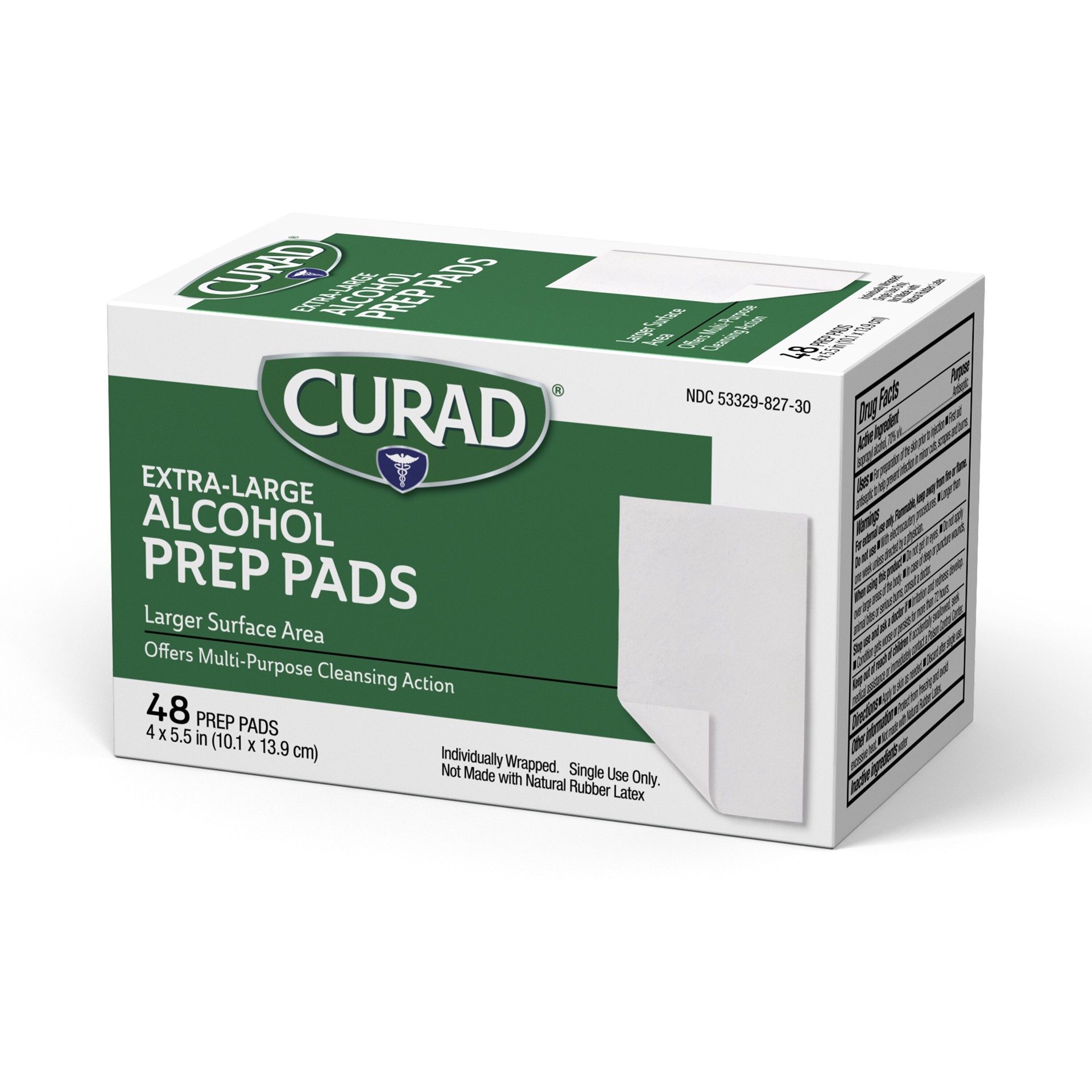 slide 2 of 6, Curad Extra Large Alcohol Prep Pads, 4" X 5.5", 48 Ct, 48 ct