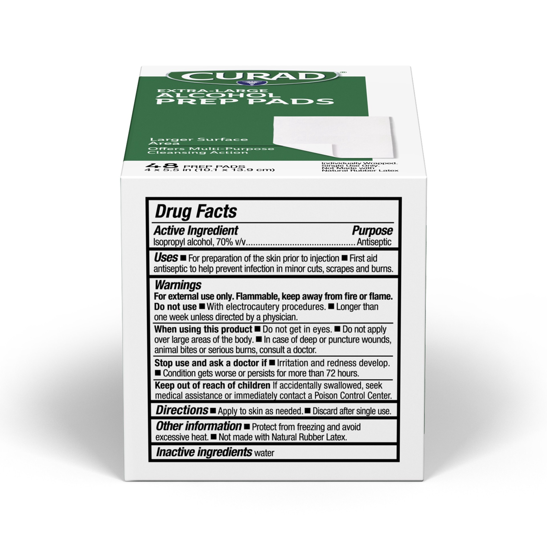 slide 6 of 6, Curad Extra Large Alcohol Prep Pads, 4" X 5.5", 48 Ct, 48 ct