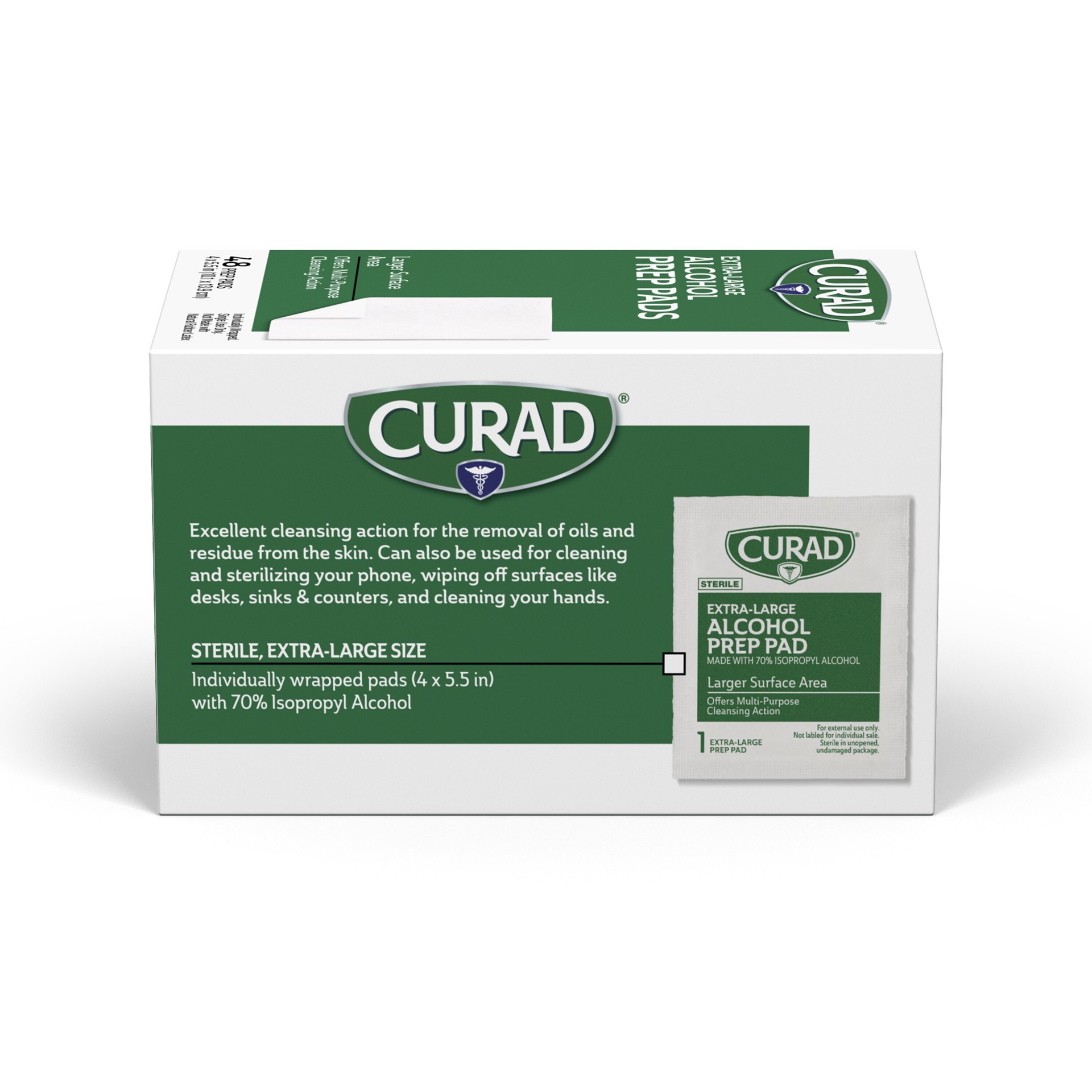 slide 3 of 6, Curad Extra Large Alcohol Prep Pads, 4" X 5.5", 48 Ct, 48 ct