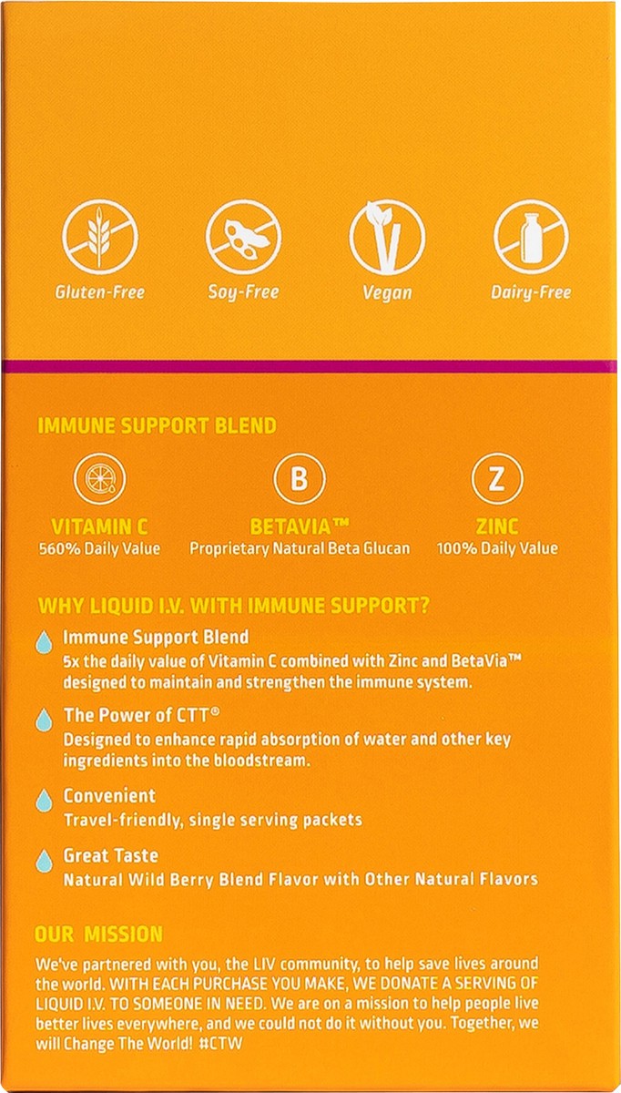 slide 3 of 11, Liquid I.V. 6CT IMMUNE SUPPORT WILD BERRY BLEND, 6 ct