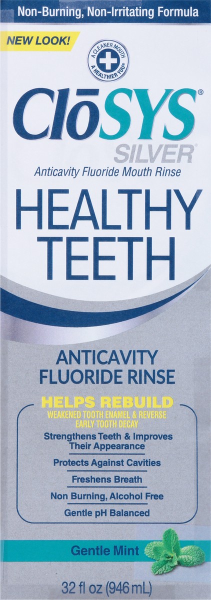 slide 8 of 13, CloSYS Silver Healthy Teeth Gentle Mint Anticavity Fluoride Rinse 32 fl oz, 32 fl oz