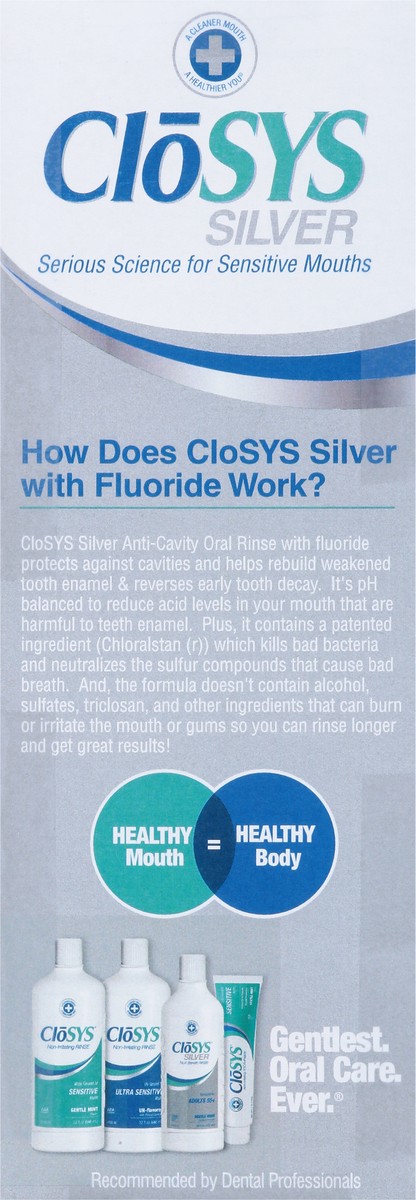 slide 12 of 13, CloSYS Silver Healthy Teeth Gentle Mint Anticavity Fluoride Rinse 32 fl oz, 32 fl oz