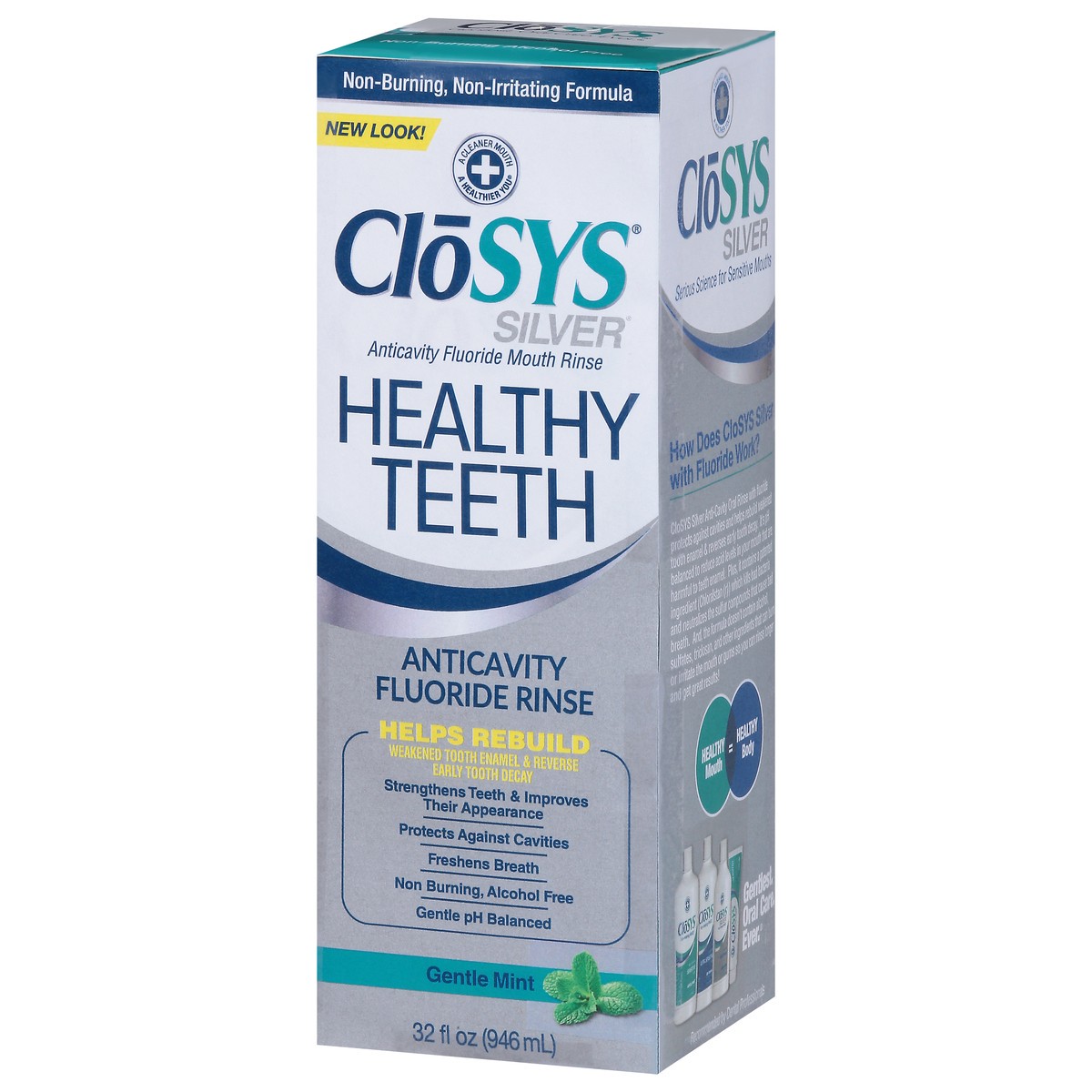 slide 6 of 13, CloSYS Silver Healthy Teeth Gentle Mint Anticavity Fluoride Rinse 32 fl oz, 32 fl oz