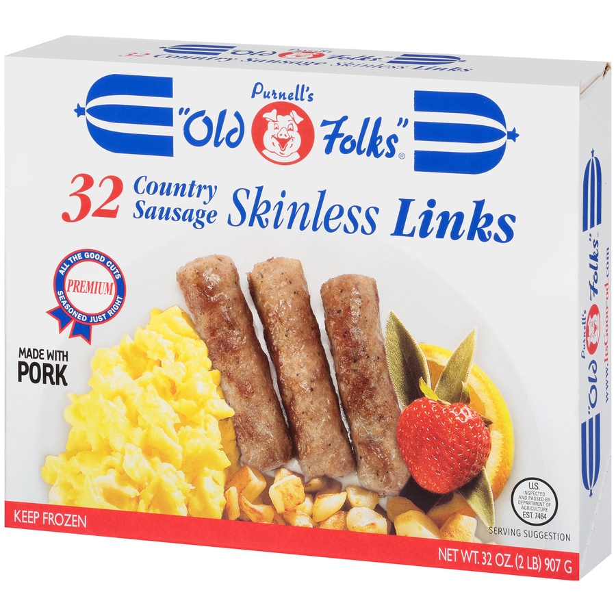 slide 3 of 8, Purnell's "Old Folks" Skinless Country Sausage Links, 32 oz