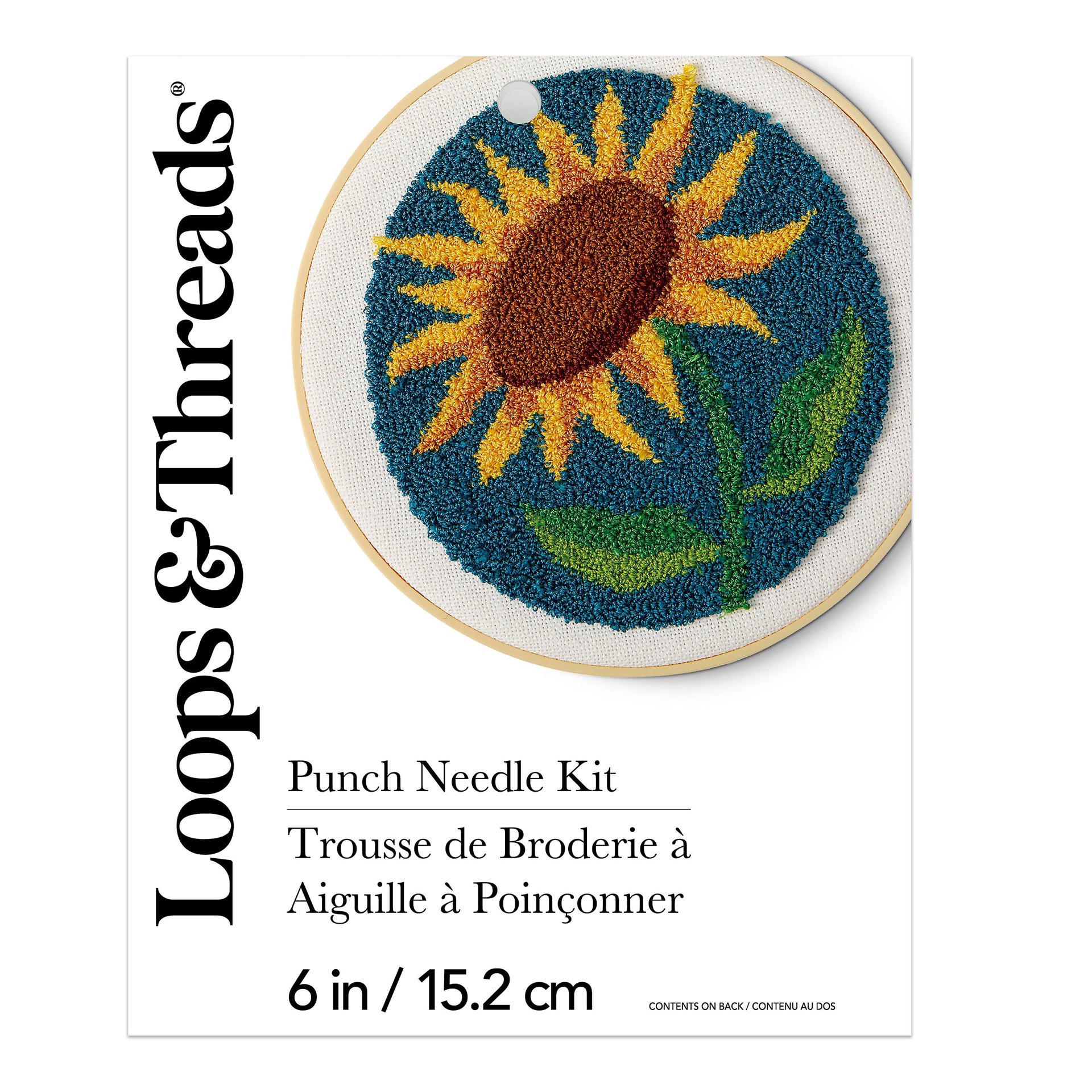 slide 3 of 4, 6" Sunflower Punch Needle Kit With Hoop By Loops & Threads, 6 in
