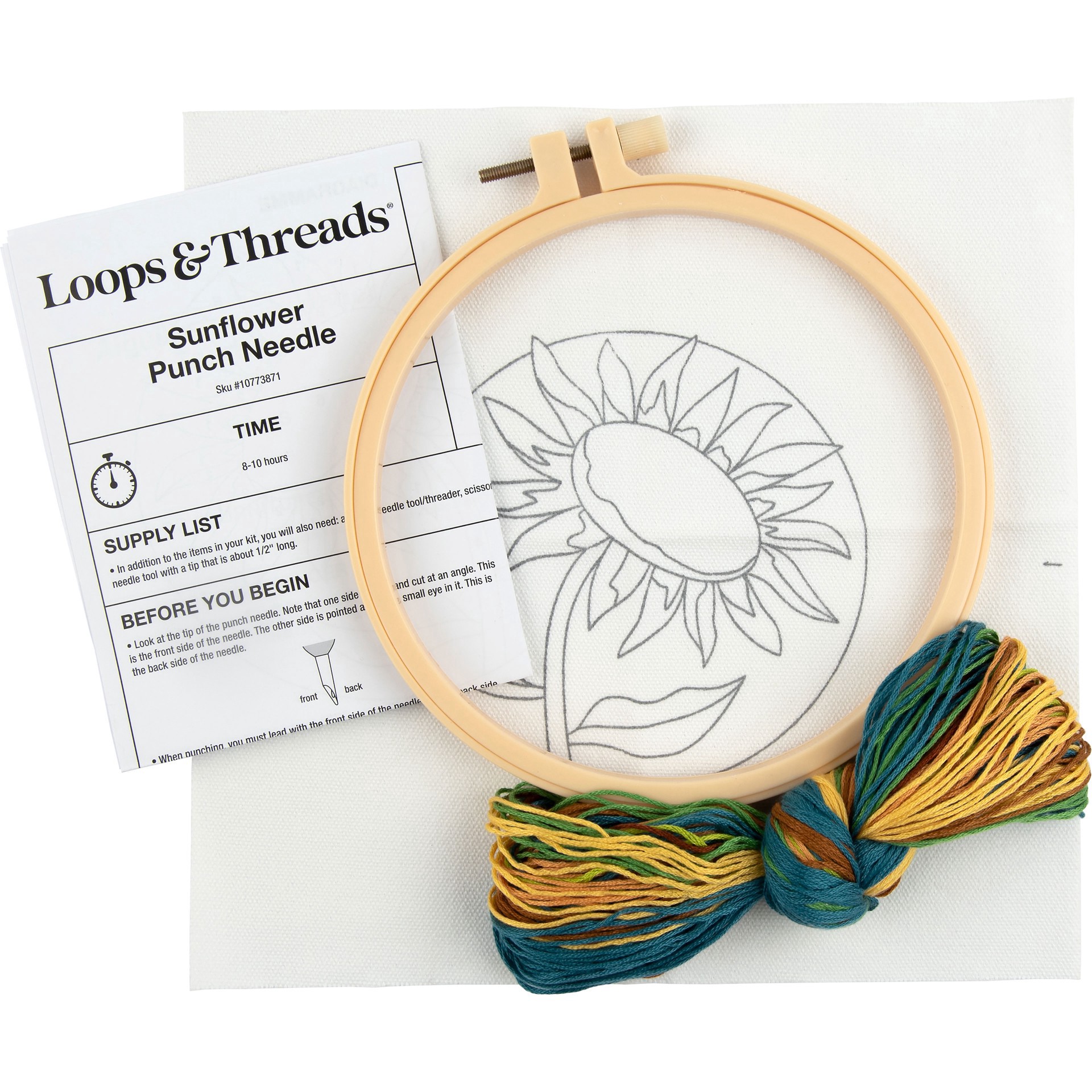 slide 4 of 4, 6" Sunflower Punch Needle Kit With Hoop By Loops & Threads, 6 in