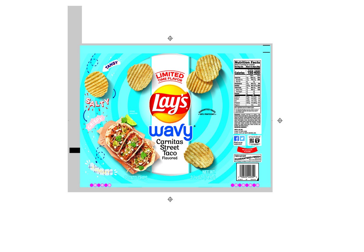 slide 6 of 7, Lay's Wavy Potato Chips Carnitas Street Taco Flavored 2 5/8 Oz, 2.62 oz