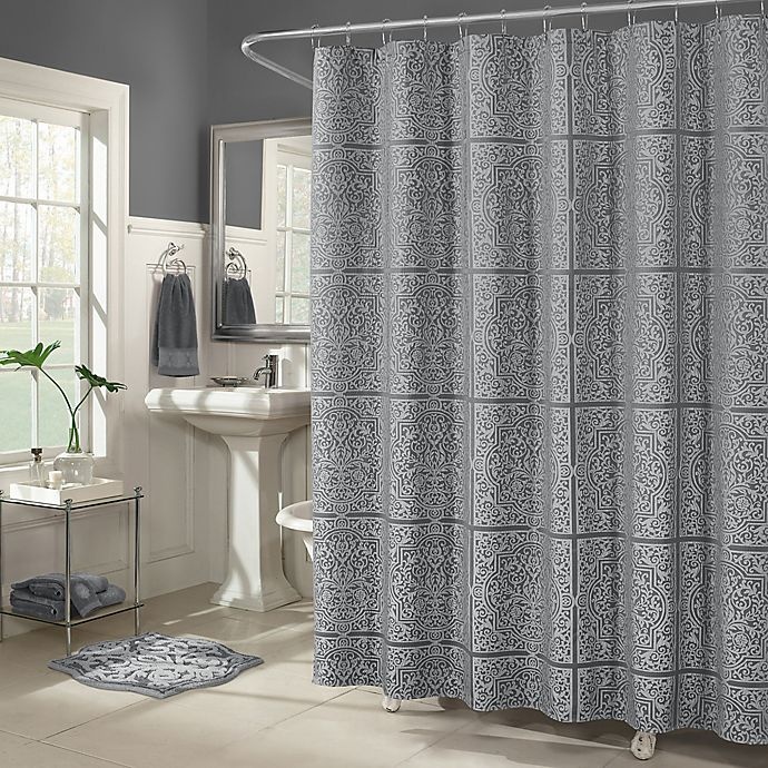 slide 1 of 2, J. Queen New York Corina Shower Curtain - Charcoal, 72 in x 72 in