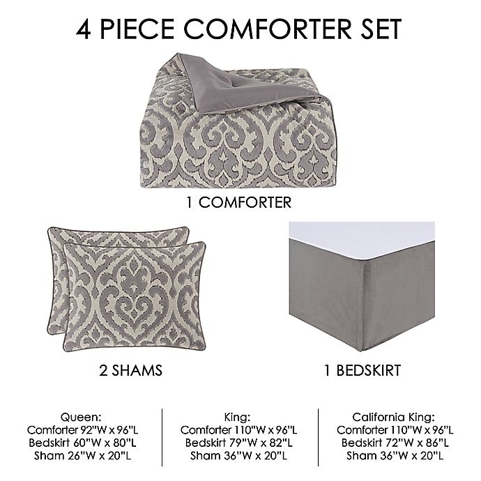 J. Queen New York Belvedere Queen Comforter Set Silver 4 ct Shipt