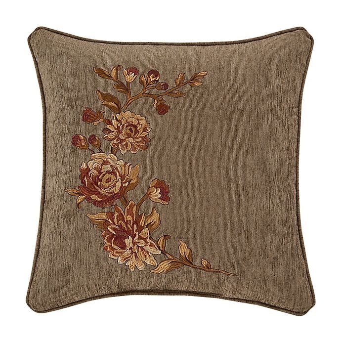 slide 1 of 1, J. Queen New York Camellia Embroidered Square Throw Pillow - Taupe, 1 ct