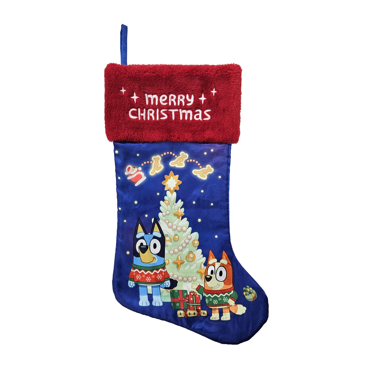 slide 2 of 3, Bluey Stitch 20in Satin Stocking 2 Ast, 20 in