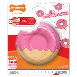 Nylabone Power Chew Donut Dog Toy Bacon Glazed Medium/Wolf - Up to 35 lbs