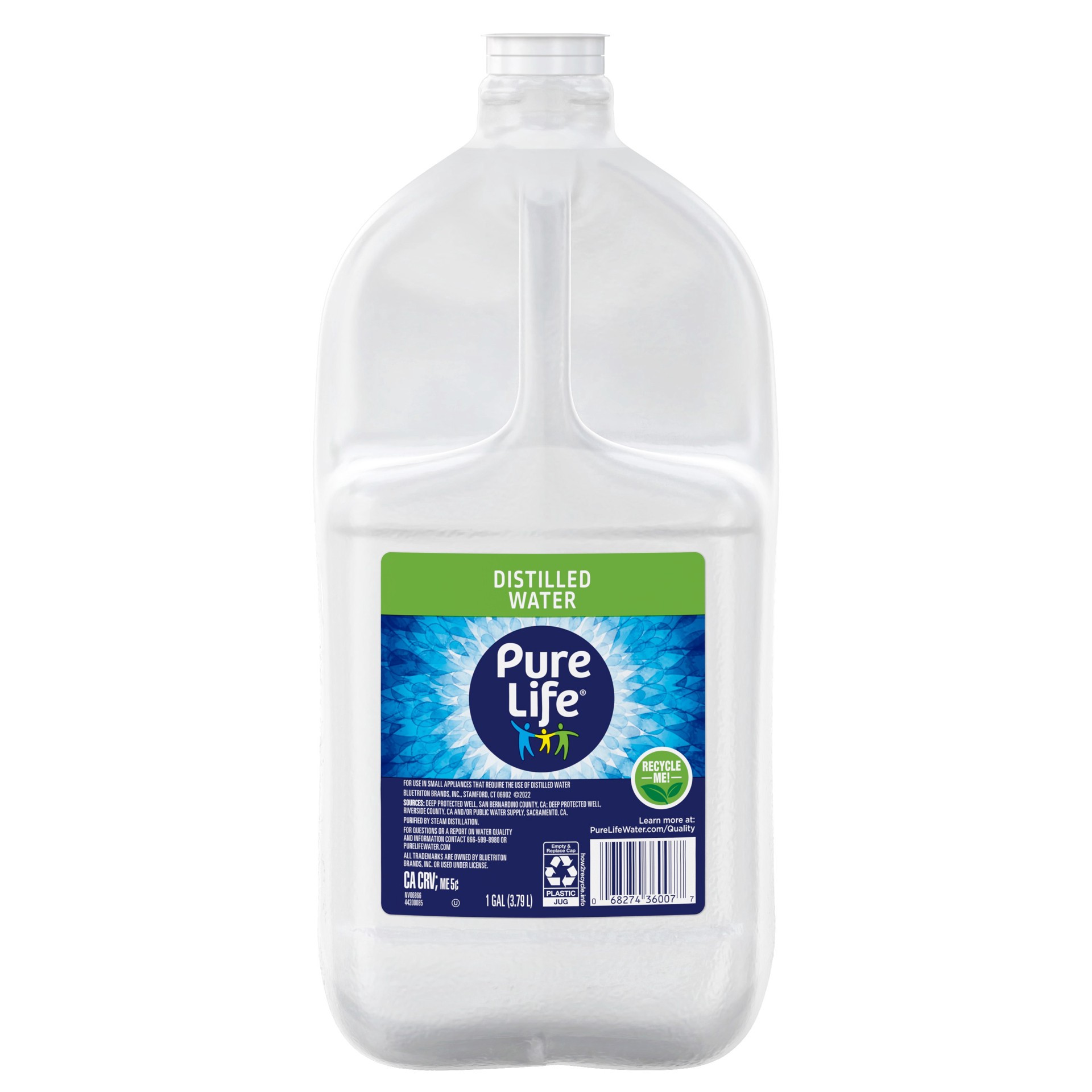slide 1 of 7, Pure Life Distilled Water, 1-Gallon, Plastic Bottled Water (1 Pack), Front Handle, 1 g