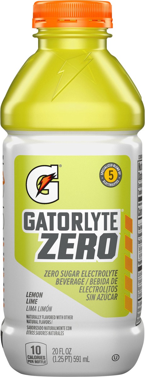 slide 2 of 5, Gatorlyte Zero Sugar Electrolyte Beverage Lemon Lime - 20 fl oz, 20 fl oz