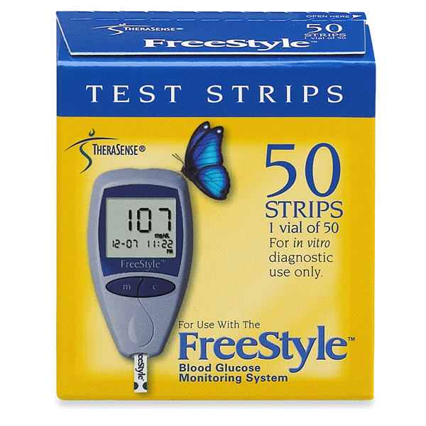 slide 1 of 1, FreeStyle Blood Glucose Monitoring System Strips, 50 ct