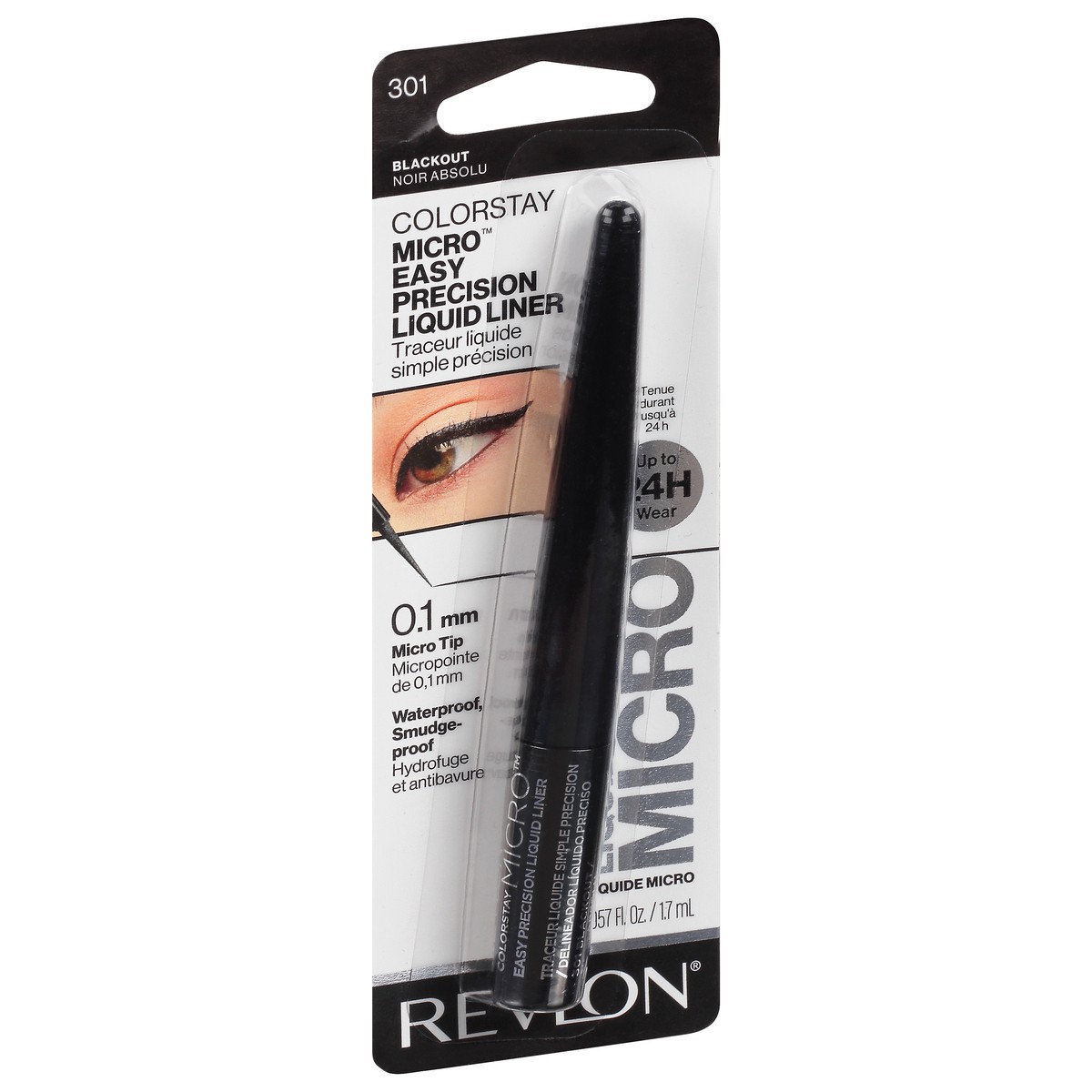 slide 2 of 9, Revlon ColorStay Blackout 301 Micro Easy Precision Liquid Liner 0.057 fl oz, 0.057 fl oz