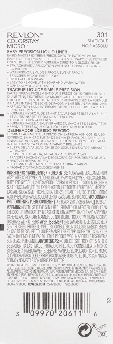 slide 5 of 9, Revlon ColorStay Blackout 301 Micro Easy Precision Liquid Liner 0.057 fl oz, 0.057 fl oz