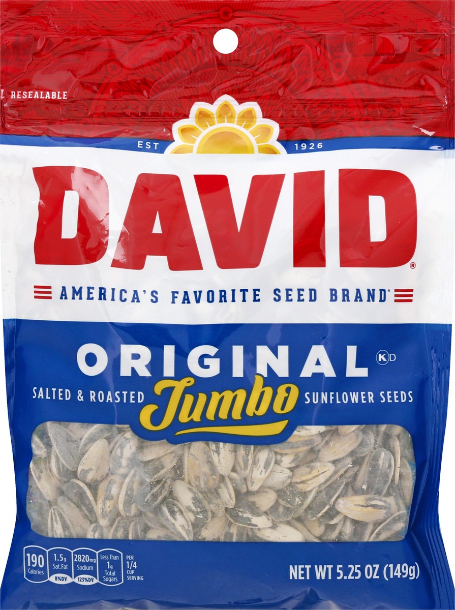 slide 9 of 10, DAVID Original Jumbo Sunflower Seeds, 5.25 oz
