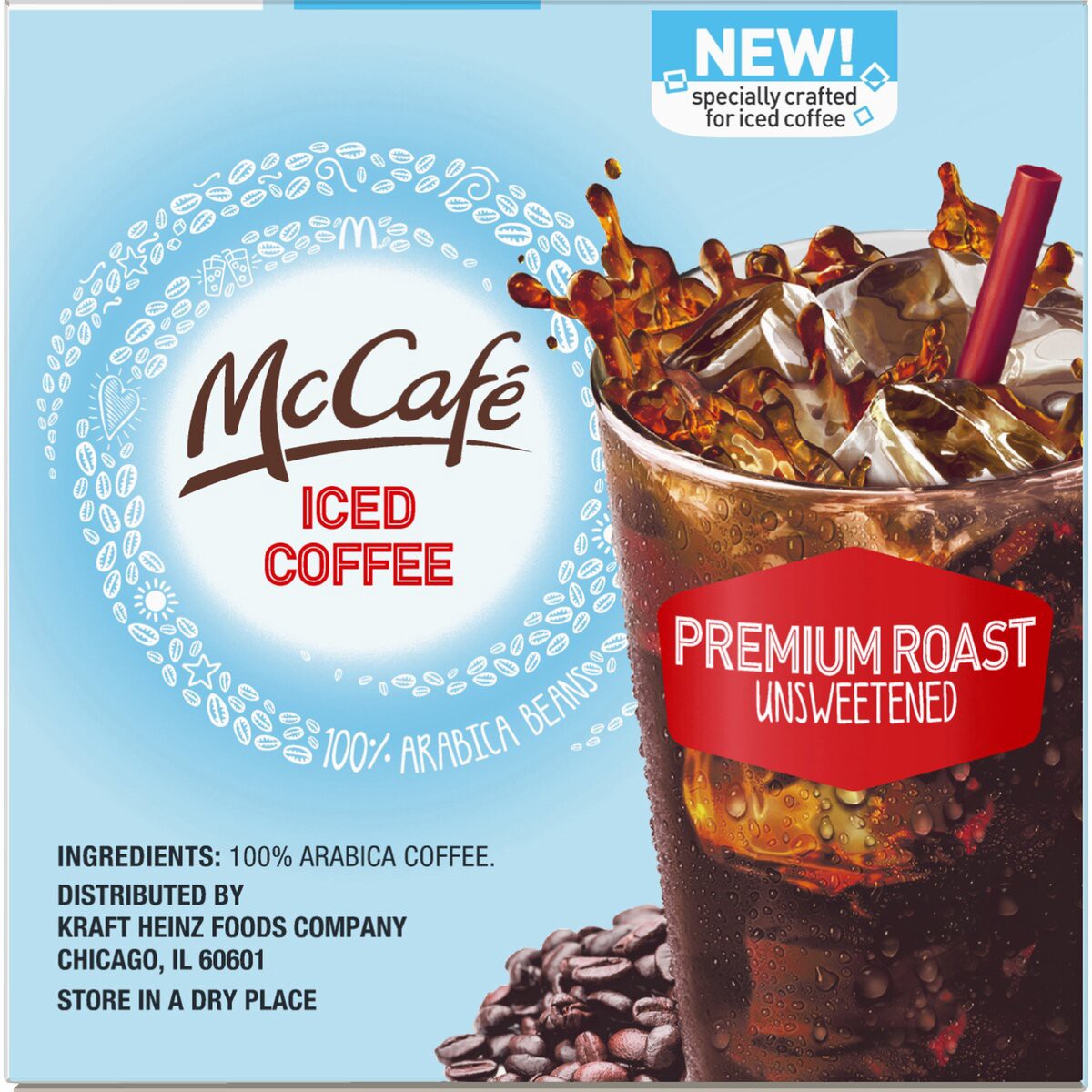 slide 2 of 7, McCafé Unsweetened Premium Roast Iced Coffee K-Cup Pods, Caffeinated- 10 ct, 10 ct