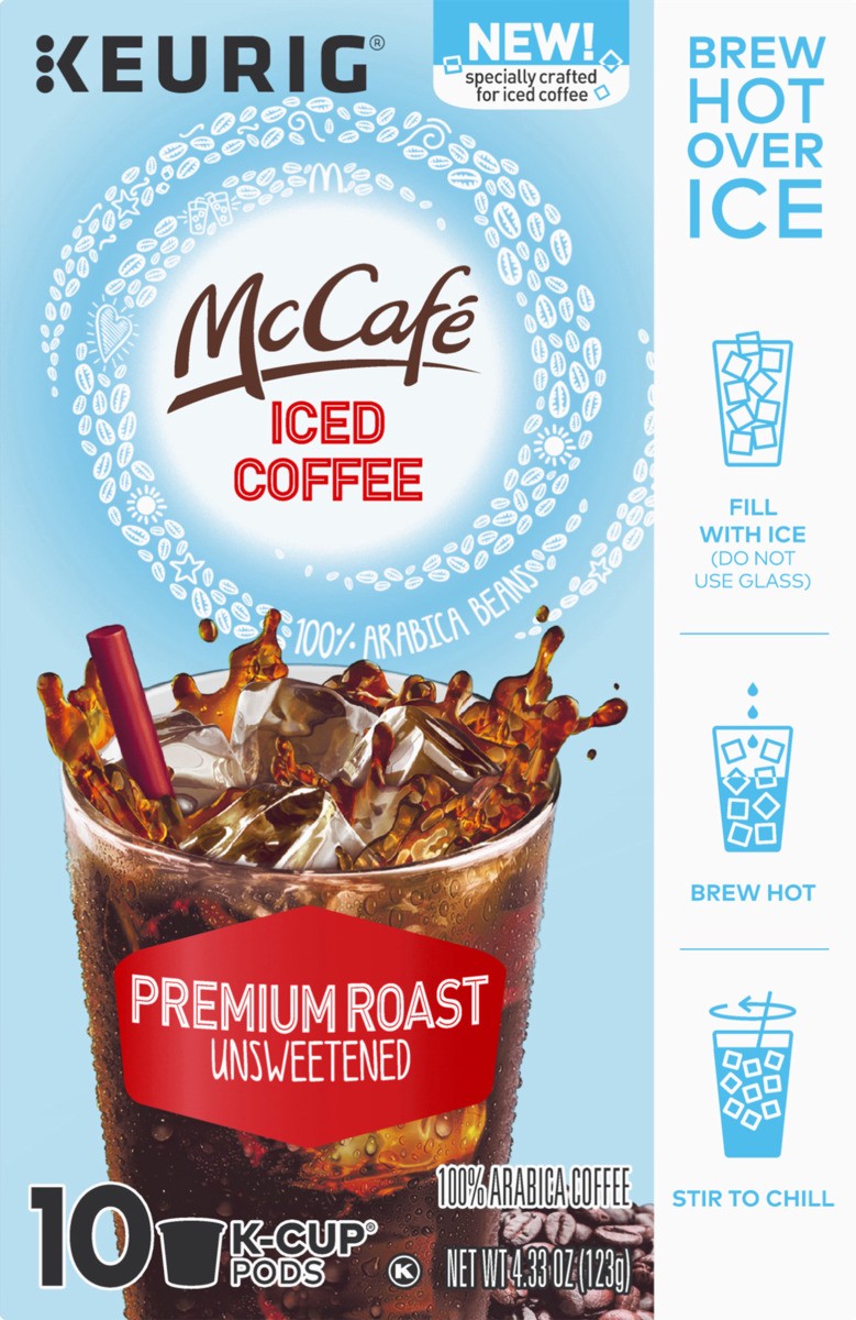 slide 5 of 7, McCafé Unsweetened Premium Roast Iced Coffee K-Cup Pods, Caffeinated- 10 ct, 10 ct