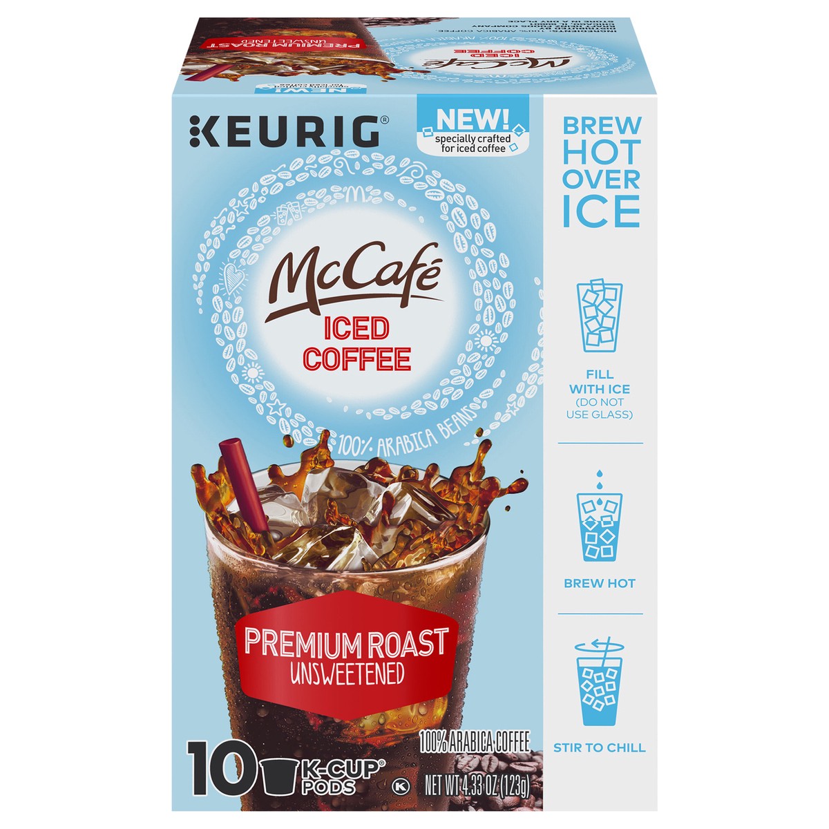 slide 1 of 7, McCafé Unsweetened Premium Roast Iced Coffee K-Cup Pods, Caffeinated- 10 ct, 10 ct