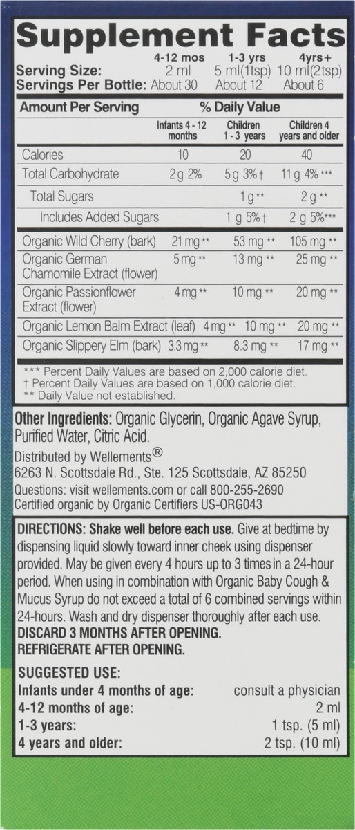 slide 7 of 13, Wellements Organic Baby Nighttime Cough & Mucus Syrup 2 fl oz, 2 fl oz