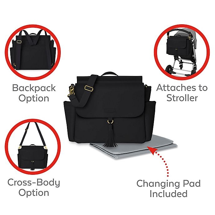 slide 6 of 9, Skip Hop SKIP*HOP Greenwich Convertible Diaper Backpack - Black/Gold, 1 ct