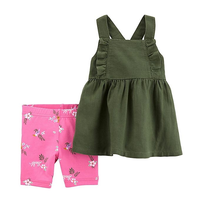 slide 1 of 1, Carter's Newborn Olive Top and Short Set - Green/Pink, 1 ct