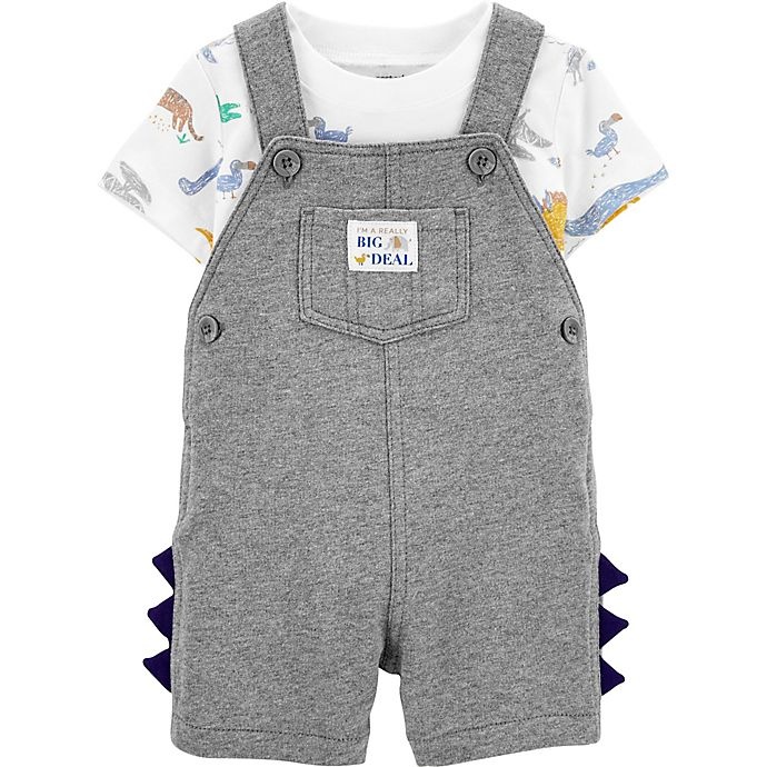 slide 1 of 1, Carter's Newborn Dinosaur Tee & Shortalls Set - Grey, 2 ct