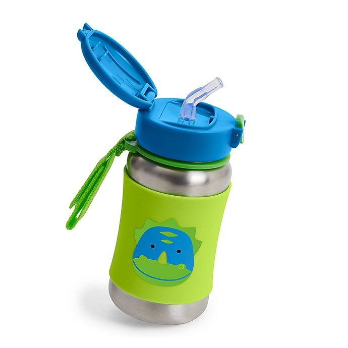 slide 3 of 3, Skip Hop SKIP*HOP Zoo Dino Stainless Steel Straw Bottle, 12 oz