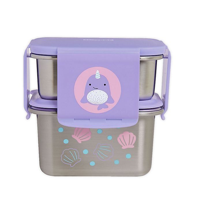 slide 1 of 2, Skip Hop SKIP*HOP Zoo Narwhal Stainless Steel Lunch Kit, 2 ct