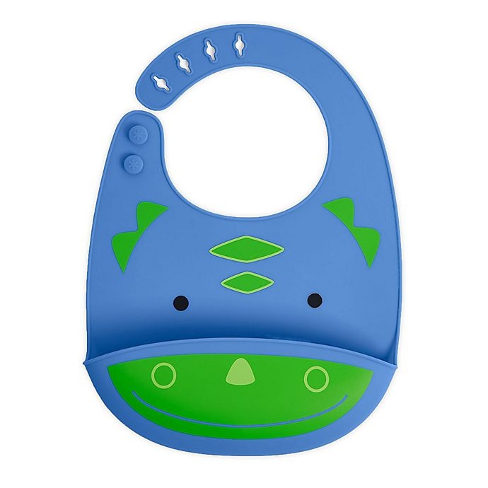 slide 1 of 3, Skip Hop SKIP*HOP Dino ZOO Tuck-Away Silicone Bib, 1 ct