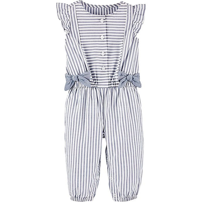 slide 1 of 1, Carter's Newborn Stripe Bow Romper - Medium Blue, 1 ct