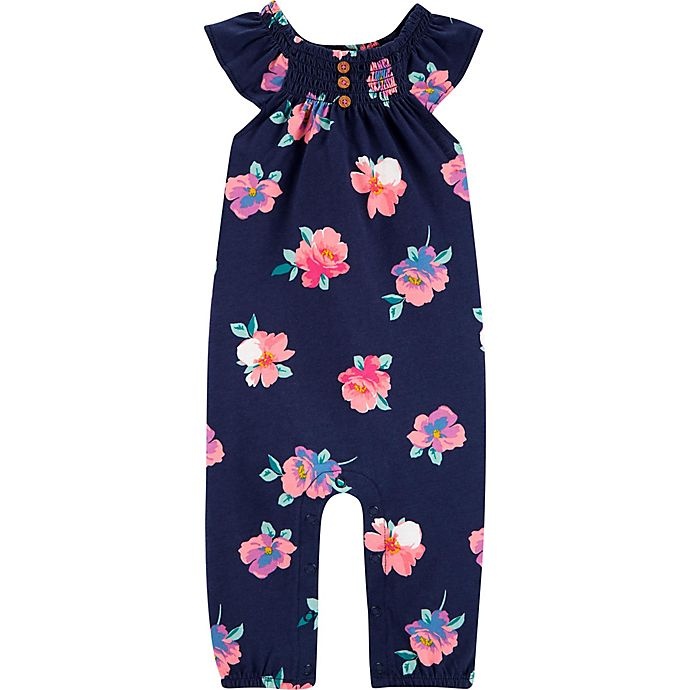 slide 1 of 1, carter's Flower Romper - Blue, 6 m