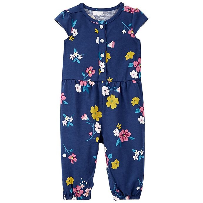 slide 1 of 1, carter's Floral Jumpsuit - Blue, 1 ct; 3 M