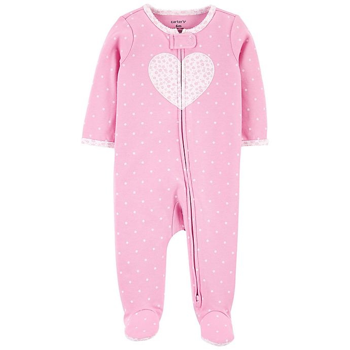 slide 1 of 1, Carter's Heart 2-Way Zip Sleep & Play - Pink, 1 ct; 9 M