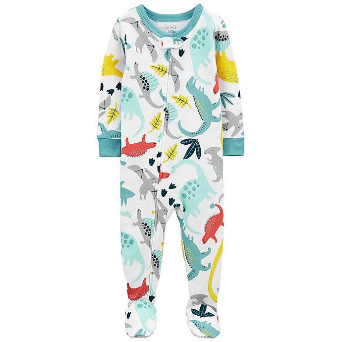 slide 1 of 1, carter's Cotton 2-Way Zip Sleep & Play Footed Pajama - White/Multi, 1 ct; 12 M