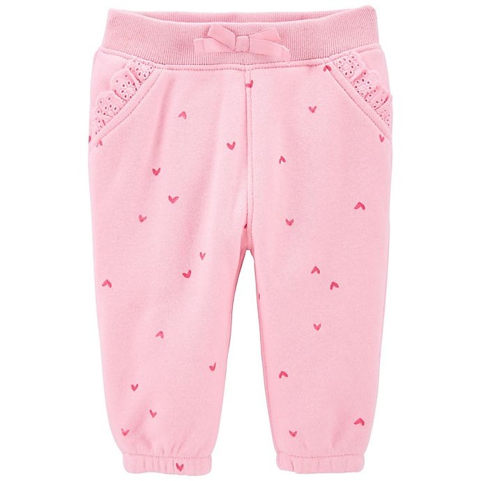 slide 1 of 1, Carter's Heart Print Lace Trim Sweatpants, 1 ct