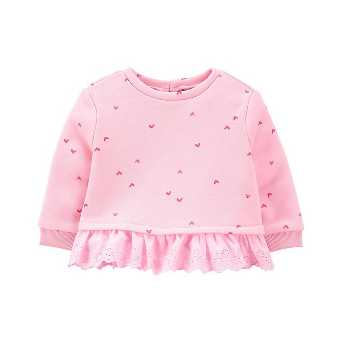 slide 1 of 1, Carter's Heart Print Lace Trim Sweatshirt, 1 ct