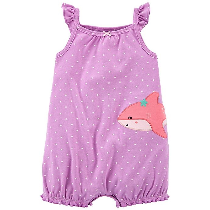 slide 1 of 1, carter's Shark Snap-Up Romper - Purple, 1 ct; 12 M